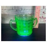 Uranium Glass Hazel Atlas Colonial Block Uranium Glass Hazel Atlas Colonial Block