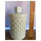 L E Smith Milk Glass Quilted Canister L E Smith Milk Glass Quilted Canister
