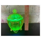 Uranium Glass Fenton Candy Dish Uranium Glass Fenton Candy Dish