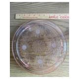 Jeanette Glass Pink Depression Cake Plate Jeanette Glass Pink Depression Cake Plate