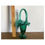 Fenton Teal Ruffled Basket Fenton Teal Ruffled Basket
