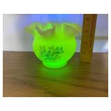 Uranium Fenton Satin Custard Signed Vase Uranium Fenton Satin Custard Signed Vase