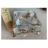 Glass Ashtray on Metal Stand