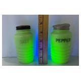 Vintage Uranium Glass Salt and Pepper Vintage Uranium Glass Salt and Pepper