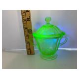 Uranium Glass Parrot Lidded Sugar Bowl Uranium Glass Parrot Lidded Sugar Bowl