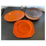 Vintage Orange and Brown Plates Vintage Orange and Brown Plates