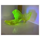 Uranium Glass Kitten in Shoe Uranium Glass Kitten in Shoe