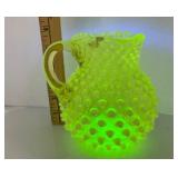 Uranium Glass Hobnail Pitcher Uranium Glass Hobnail Pitcher