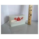 Milk Glass Red Sailboat Butter Dish Milk Glass Red Sailboat Butter Dish