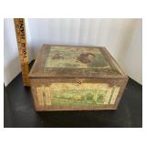 Antique Tin Box and Silverplated Flatware Antique Tin Box and Silverplated Flatware