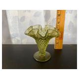 Fenton Green Hobnail Vase
