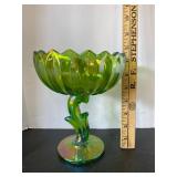 Carnival Glass Lotus Pedestal Bowl