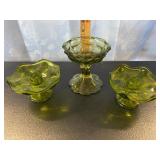 Green Glass Candle Holders