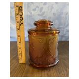 Amber Indiana Glass Tiara Canister