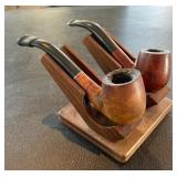 Decatur Pipe Stand and Imported-Virgin Briar Pipes