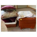 Ottoman, Basket and Accent Pillows