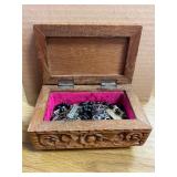 Wooden Box of Jewelry