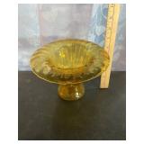 Amber Etched Footed Bowl