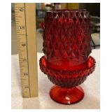 Indiana Glass Ruby Diamond Point Fairy Lamp
