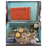 Wooden Box and Contents