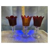 Ruby Red and Crystal Cadmium Candle Holder
