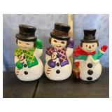 Vintage Ceramic Light up Snowmen