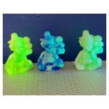 Uranium Glass Pee Wee Clowns by Mosser