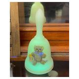 Fenton Uranium Glass Hand Painted Signed Bell