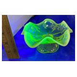 Uranium Glass Pedestal Bowl