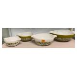 Green Blossom Nesting Pyrex