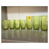 Vintage Anchor Hocking Flower Green Glasses