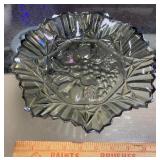 Smokey Carnival Glass Bowl