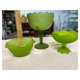 Vintage Frosted Green Glass
