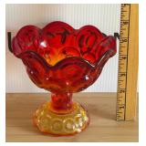 Vintage Amberina Glass Pedestal Compote Dish