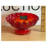 Vintage Amberina Harvest Grapes Footed Dish
