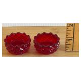 Vintage Red Glass Salt Cellars
