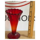 Vintage Ruby Red Flared Trumpet Vase
