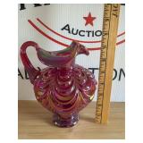 Fenton Red Carnival Glass Drapery Pitcher