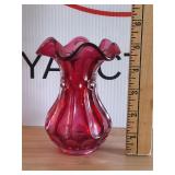 Fenton Cranberry Glass Vase