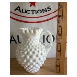 Fenton White Milk Glass Hobnail Pitcher