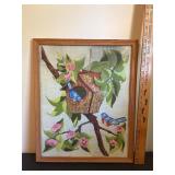 Vintage Hand Made Crewel Embroidery Framed