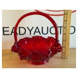 Ruby Red Glass Basket