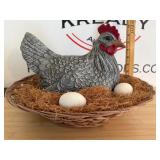 Vintage Ceramic Mother Hen in Basket