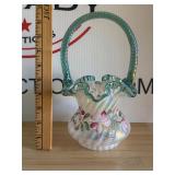 Signed Fenton French Opalescent Spiral Basket