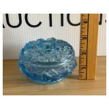 Fenton Blue Floral Powder Jar