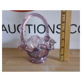 Fenton Pink Iridescent Carnival Glass Basket