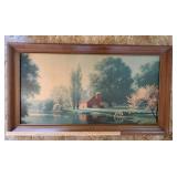 Large Vintage Print Framed