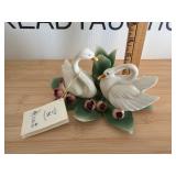 Vintage Capodimonte Porcelain Swans Candle Holder
