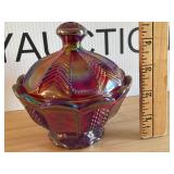 Vintage Red Imperial Glass Dish with Lid