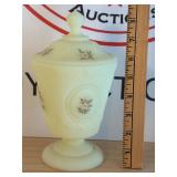 Uranium Fenton Signed Hand Painted Candy Dish
